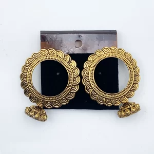 Arira traditional stlyle Antique finish round jhumka earrings