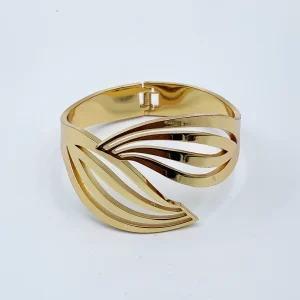 Arira Modern and Unique golden kada bangle cuff bracelet  for women