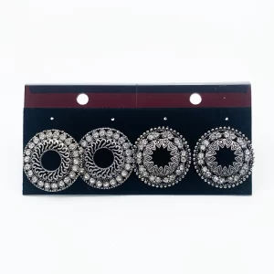 Arira elegant and classy silver oxidised stud earrings combo offer of 2 pairs