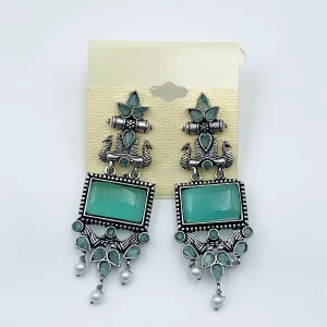 Arira traditional and stylish green colour oxidised earrings
