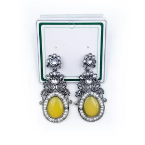 Arira stylish fancy earrings with yellow stone