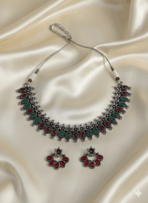 Arira Elegant Multicolour oxidised set with earrings