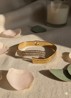 Arira dazzling golden stones curvy bracelet for women