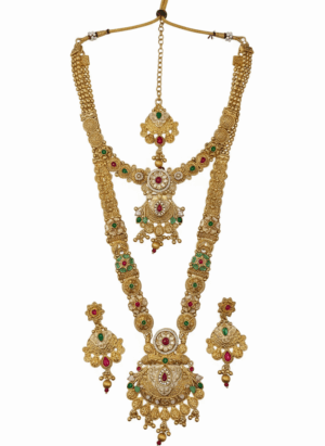 Arira Long Meenakari Set With Samall Set Earrings And Mang Tika