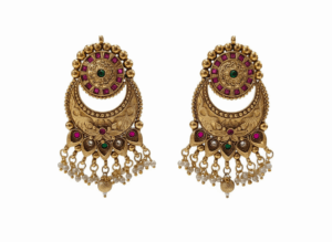Arira Golden Big Earrings With Pearl Latkan