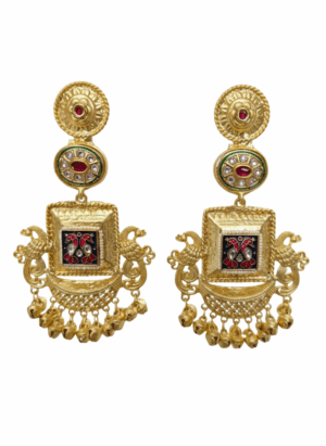 Arira Golden Long Earrings With Ghungroo Latkan