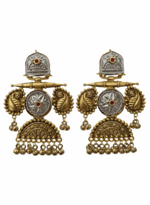 Arira Golden And Silver Long Earrings