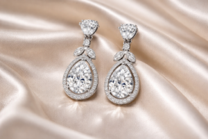 Arira Silver Finish Party Wear Stylish American Diamond Earrings