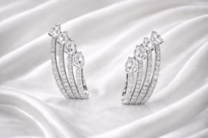 Arira Silver Finish Stylish Party Wear American Diamond Earrings